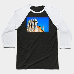 Casa Batllo, Gaudi's Chimneys, Barcelona Baseball T-Shirt